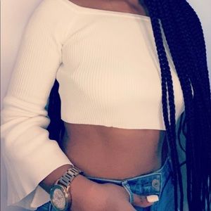 White Long Sleeve Crop Top - Great Quality